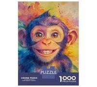 Jigsaw Puzzles for Adults 1000 Pieces Vibrant Monkey Smile Adult Jigsaw Puzzle Brain Teaser Game Precision Cutting Educational Challenge 70x50cm/1000pcs