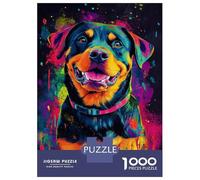 Jigsaw Puzzles for Adults 1000 Pieces Vibrant Rottweiler Art -1 Puzzles for Adults Family Games Difficult Hard Challenging To Complete 52x38cm/1000pcs