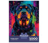 Jigsaw Puzzles for Adults 1000 Pieces Vibrant Rottweiler Art Puzzles for Adults Relaxing Games Birthday Present Challenging To Complete 38x26cm/1000pcs
