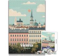 Jigsaw Puzzles for Adults 1000 Pieces Vienna, Austria Cityscape Illustration Challenging Game Toys Home Decoration Anti-Stress Toys Size 38x52cm