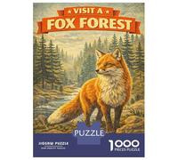 Jigsaw Puzzles for Adults 1000 Pieces Visit A Fox Forest Vintage Jigsaw for Adults DIY Toys Analysis And Logic Fun at Home Activities, 52x38cm/1000pcs