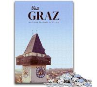 Jigsaw Puzzles for Adults 1000 Pieces Visit Graz Adult Jigsaw,Decompressing Intellectual Educational Toy Birthday Gift (26x38cm)