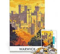 Jigsaw Puzzles for Adults 1000 Pieces Warwick Castle Vintage Poster Educational Toy Difficult Hard Wishlist with Santa Claus 50x75cm