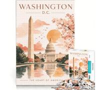 Jigsaw Puzzles for Adults 1000 Pieces Washington DC Travel Poster, Educational Toy, Difficult Hard, Wishlist with Santa Claus 38x26cm