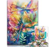 Jigsaw Puzzles for Adults 1000 Pieces Watercolor Dragonfly,Educational Games Home Decoration Is Ideal As A Gift for The Whole Family (38x26cm)