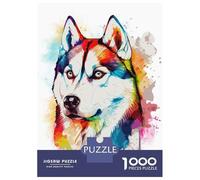 Jigsaw Puzzles for Adults 1000 Pieces Watercolor Siberian Husky Jigsaw Puzzle Relaxing Games Precision Cutting Unique Birthday And Xmas Gifts 70x50cm/1000pcs