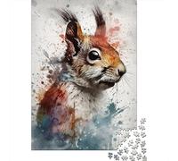 Jigsaw Puzzles for Adults 1000 Pieces Watercolor Squirrel Art Print-1 Jigsaw Puzzle Relaxing Games Difficult Hard Challenging To Complete 52x38cm/1000pcs