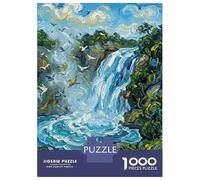 Jigsaw Puzzles for Adults 1000 Pieces Waterfall And Birds Impressionistic Painting Jigsaw for Adults Family Game Staycation Kill Time Great Gift for Gaming 70x50cm/1000pcs