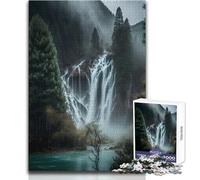 Jigsaw Puzzles for Adults 1000 Pieces Waterfall in Forest Nature Impossible Game Precision Cutting Secret Santa Gifts Size 38x52cm