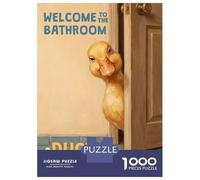 Jigsaw Puzzles for Adults 1000 Pieces Welcome to The Bathroom Duck Puzzles for Adults Family Games Difficult Hard Challenging To Complete 38x26cm/1000pcs