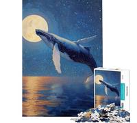Jigsaw Puzzles for Adults 1000 Pieces Whale Breaching Under The Moonlight Adult Puzzles Relax Games Difficult Hard Gifts for Friends And Family (Size 50x75cm)