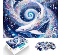 Jigsaw Puzzles for Adults 1000 Pieces Whimsical White Whale in a Galaxy Präzisionsschnitt Geschenkideen75x50cm