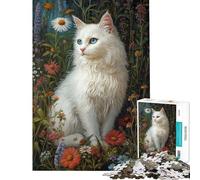 Jigsaw Puzzles for Adults 1000 Pieces Whiskered Serenity in Bloom Brain Intelligence Challenge Addictive Toys Relax Games Pattern Assembly Great Gifts (size 75x50cm)