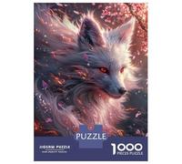 Jigsaw Puzzles for Adults 1000 Pieces White Kitsune Fox Head Puzzles for Adults Family Games Difficult Hard Challenging To Complete 70x50cm/1000pcs