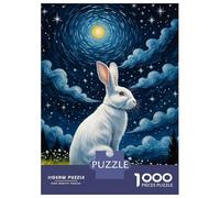 Jigsaw Puzzles for Adults 1000 Pieces White Rabbit Starry Sky Jigsaw for Adults Family Game Staycation Kill Time Great Gift for Gaming 52x38cm/1000pcs