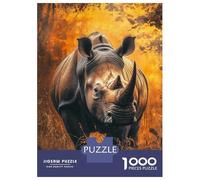Jigsaw Puzzles for Adults 1000 Pieces White Rhino Portrait Adult Jigsaw Hands-on Game Pattern Assembly Challenging To Complete 38x26cm/1000pcs