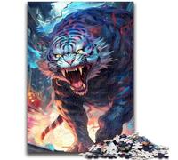 Jigsaw Puzzles for Adults 1000 Pieces White Tiger Rage Toys Educational Games Stress Relieving Suitable for Desktop Decoration 26x38cm