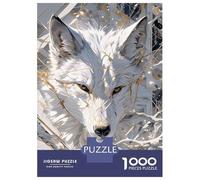 Jigsaw Puzzles for Adults 1000 Pieces White Wolf Portrait with Gold Accents Jigsaw for Adults Relax Games Hand Speed Race Challenging Game Gifts 38x26cm/1000pcs