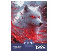 Jigsaw Puzzles for Adults 1000 Pieces White Wolf with Red Eyes Jigsaw for Adults Relaxing Games Difficult Challenge Fun Activities at Home 38x26cm/1000pcs
