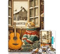 Jigsaw Puzzles for Adults 1000 Pieces Winter Cat Teenager Puzzles,Challenging Game for Is Ideal As A Gift for The Whole Family (size 75x50cm)