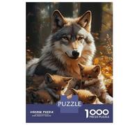 Jigsaw Puzzles for Adults 1000 Pieces Wolf Family Portrait in Autumn Forest Jigsaw for Adults Relax Games Hand Speed Race Challenging Game Gifts 52x38cm/1000pcs