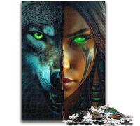 Jigsaw Puzzles for Adults 1000 Pieces Wolf Girl Puzzles for Teenagers,Challenging Game Gifts for Is Ideal As A Gift for The Whole Family (38x26cm)