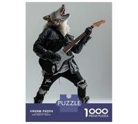 Jigsaw Puzzles for Adults 1000 Pieces Wolf Guitar Jigsaw for Adults Family Game Staycation Kill Time Great Gift for Gaming 52x38cm/1000pcs