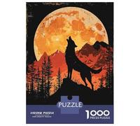 Jigsaw Puzzles for Adults 1000 Pieces Wolf Howling at The Moon Puzzles for Adults Brain Teaser Game Staycation Kill Time Birthday Present, Gifts, 70x50cm/1000pcs