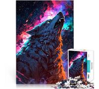Jigsaw Puzzles for Adults 1000 Pieces Wolf Howling at the Stars Präzisionsschnitt Wunschliste mit dem Weihnachtsmann75x50cm