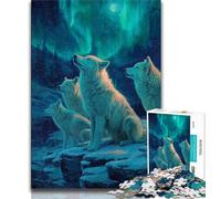 Jigsaw Puzzles for Adults 1000 Pieces Wolf Under The Aurora Jigsaw,learning Educational for Is Ideal As A Gift for The Whole Family (size 38x26cm)