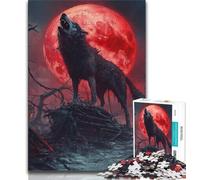 Jigsaw Puzzles for Adults 1000 Pieces Wolf Under The Blood Moon,Educational Games Home Decoration Is Ideal As A Gift for The Whole Family (38x26cm)