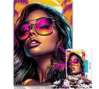 Jigsaw Puzzles for Adults 1000 Pieces Woman Wearing Sunglasses,Educational Games Home Decoration Is Ideal As A Gift for The Whole Family (38x26cm)