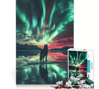 Jigsaw Puzzles for Adults 1000 Pieces Wulf Under Northern Lights Educational Toy Difficult Hard Wishlist with Santa Claus 38x52cm