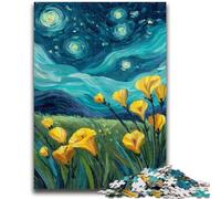 Jigsaw Puzzles for Adults 1000 Pieces Yellow Lilies in The Night Sky Brain Intelligence Challenge Addictive Toys Birthday Present, Gifts, Wall Art 26x38cm