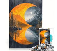 Jigsaw Puzzles for Adults 1000 Pieces Yin Yang Mountain Lake Japanese Landscape Brain Teaser Game For Family Fun Improving Love between Couples 50x75cm