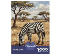 Jigsaw Puzzles for Adults 1000 Pieces Zebra Grazing in African Savannah Jigsaw for Adults Relax Games Hand Speed Race Challenging Game Gifts 70x50cm/1000pcs