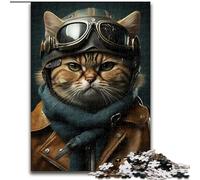 Jigsaw Puzzles for Adults 1000 Pilot Cat Jigsaw Puzzle Made of cardboard,Perfect for Halloween, Christmas, Birthday Gift 1000pcs(26x38cm)