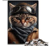 Jigsaw Puzzles for Adults 1000 Pilot Cat Jigsaw Puzzle Made of Wood,Perfect for Halloween, Christmas, Birthday Gift 1000pcs(50x75cm)