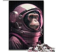 Jigsaw Puzzles for Adults 1000 Pink Astronaut Monkey Made of Wood, for Teenagers Age Group 14+, Home Decor 50x75cm DIY Art Decor