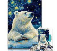 Jigsaw Puzzles for Adults 1000 Polar Bear Under The Night Sky 1000 Pieces for Adults,Learning Educational Toys Family Games Gifts for Friends And Family (size 75x50cm)