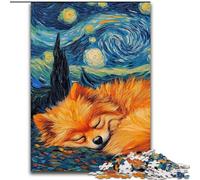 Jigsaw Puzzles for Adults 1000 Pomeranian Night Sky Made of Wood, for Teenagers Age Group 14+, Home Decor 50x75cm DIY Art Decor