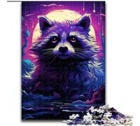 Jigsaw Puzzles for Adults 1000 Psychedelic Animal Raccoon Puzzles for Adults size 50x75cm Brain Teaser & Home Decor, Perfect