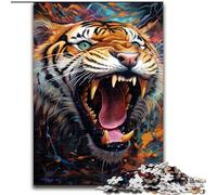 Jigsaw Puzzles for Adults 1000 Psychedelic Animal Tiger Made of Wood, for Parents, Lovers, Friends - Age 14+ 50x75cm Birthday Party for Men Women