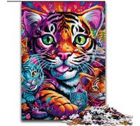 Jigsaw Puzzles for Adults 1000 Psychedelic Animal Tiger Puzzle Made of cardboard,Challenging Brain Teaser for Teenagers, Family Game Night Fun 1000pcs(26x38cm)