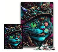 Jigsaw Puzzles for Adults 1000 Psychedelic Cat Warrior Jigsaw Puzzles 50x75 cm Perfect for Birthday, Christmas
