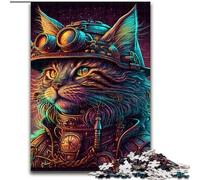 Jigsaw Puzzles for Adults 1000 Psychedelic Cat Warrior Made of Wood, Perfect for Family Fun on Birthdays, Christmas 50x75cm for Home Decor, Brain Training