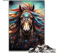 Jigsaw Puzzles for Adults 1000 Psychedelic Colored Horses Made of Wood, Gift for Men And Women, Daily & Special Occasion 50x75cm Birthday Party for Men Women