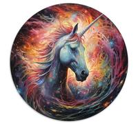 Jigsaw Puzzles for Adults 1000 Psychedelic Colored Horses Round Jigsaw Puzzles 1000 Pieces for Adults Erfect for Home Decor, Birthdays, Holidays, And Gifts (67.5x67.5cm)