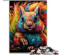 Jigsaw Puzzles for Adults 1000 Psychedelic Squirrel Made of Wood, for Parents, Lovers, Friends - Age 14+ 50x75cm Birthday Party for Men Women