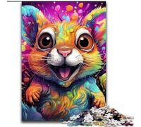 Jigsaw Puzzles for Adults 1000 Psychedelic Squirrel Made of Wood, for Parents, Lovers, Friends - Age 14+ 50x75cm Birthday Party for Men Women